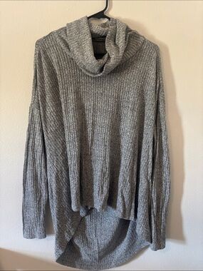 Anthropologie Women's Gray Ribbed Cowl Neck Sweater